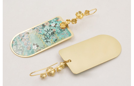 Pendientes con 5 flores y semi ovalo estampado tur