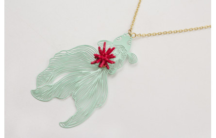 Collar cadena eslabón pequeño dorado mate con colg