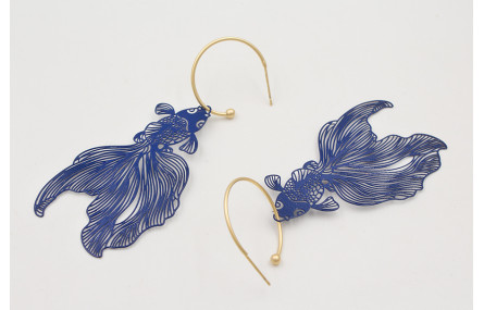 Pendientes aro con bolita dorado mate con colgante