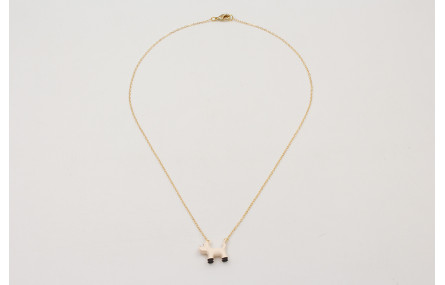 Solitario cadena eslabón pequeño dorado con perro 