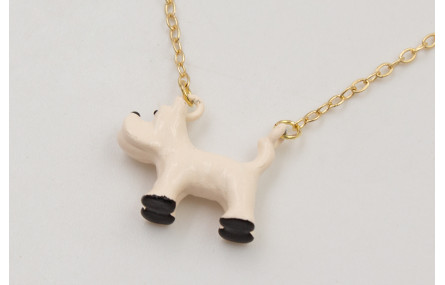 Solitario cadena eslabón pequeño dorado con perro 