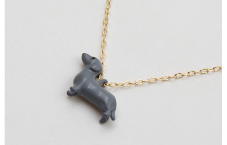 Solitario cadena eslabón pequeño dorado con perro 