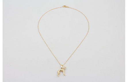 Solitario cadena eslabón pequeño dorado con perro 