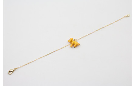 Pulsera cadena eslabón pequeño dorado con perro CO