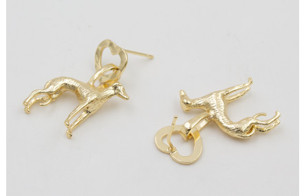 Pendientes perno corazón martilleado dorado con pe