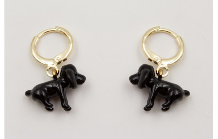 Pendientes cierre aro dorado con perro COCKER pint