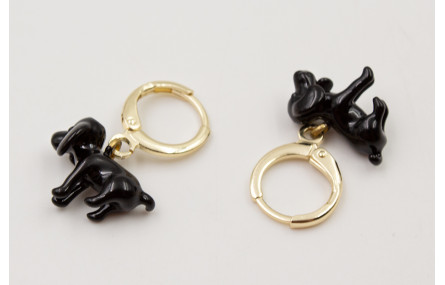 Pendientes cierre aro dorado con perro COCKER pint