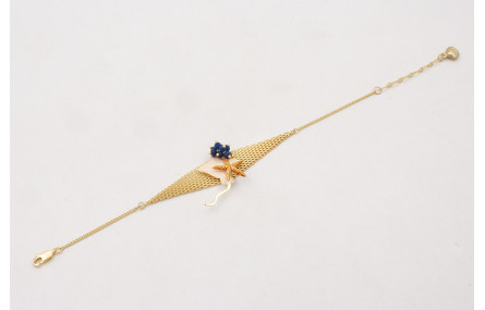 Pulsera malla rombo con manta raya beige,estrella 