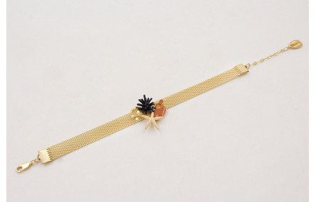 Pulsera malla estrella coral azul oscuro,ballena c