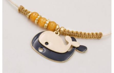 Pulsera macrame beige,nudo macrame dorado,ballena
