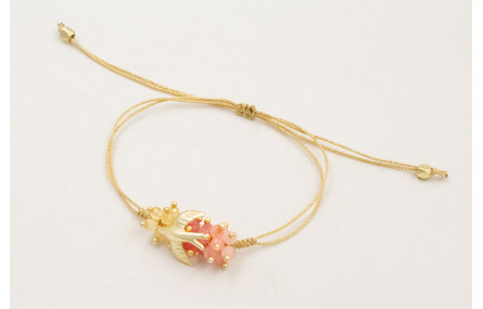 Pulsera hilo dorado con nudo serpiente con burruño