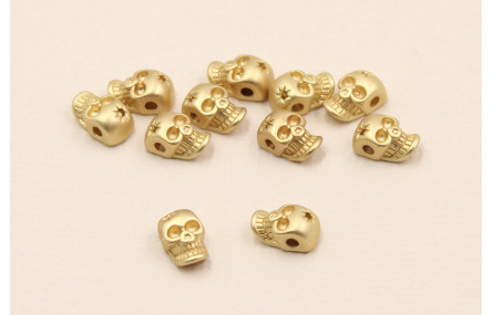 Cuenta Mini Calavera 7,5*5*4mm Dorado Mate