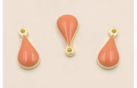 Colgante Acero Inox. Gota *4mm esmalte Coral
