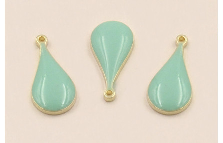 Colgante Acero Inox. Gota  14*6mm esmalte Turquesa