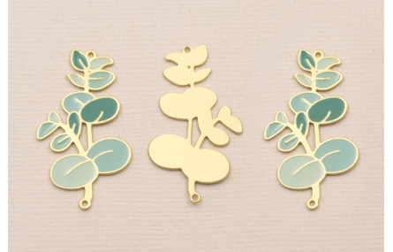 Pieza Rama plana Dorado Mate 32*18mm Turquesas