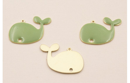 Colgante  Ballena 20*15 mm  Esmaltada  Verde Oliva