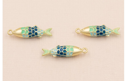 Colgante Pez 20*5mm Azul y Turquesa