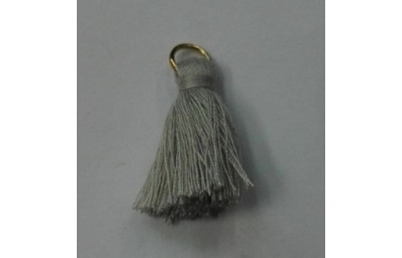 Pompon 25mm con anilla dorada Gris claro