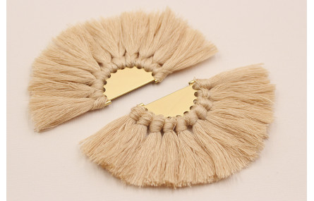 Semidisco de pompones 100*50mm  Dorado Beige