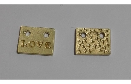 Chapita rectangular Love Oro Mate 9*7mm