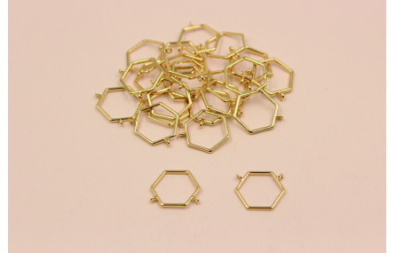 Pieza Hexágono 2 anillas 15*12mm Oro