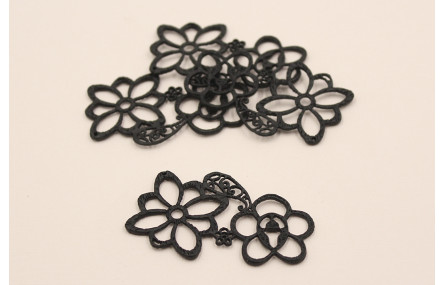 Conjunto 2 flores crochet 38.5*65 Negro Mate