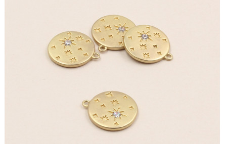 Disco de 12mm Dorado Mate con Sol y  Microbrillo