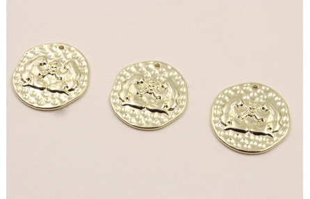 Medalla 16mm latón Dorado Horóscopo GEMINIS