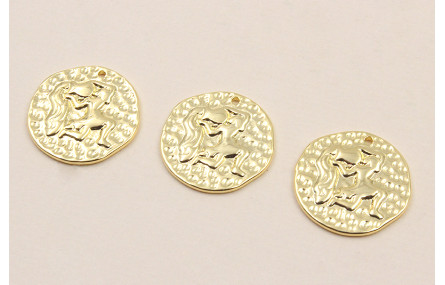 Medalla 16mm latón Dorado Horóscopo ACUARIO