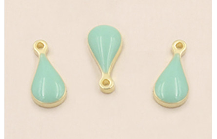 Pieza Acero Inox. Gota  9*4mm esmalte Turquesa