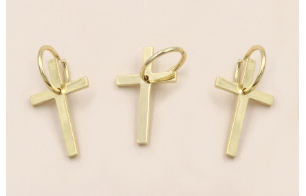 Acero Inox. Colgante Cruz 20*10 y aro de 9mm Oro