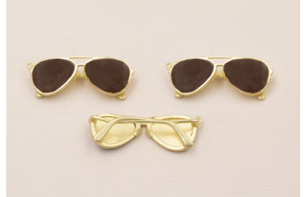 Colgante Gafas Sol 35*10mm Dorado Mate con Marrón
