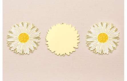 Pieza Flor Plana OroMate 35 Blanco y Amarillo