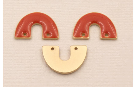 Herradura Dorad Mate 15*8mm Esmalte Rosa Coral