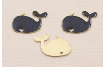 Ballena 20*15 mm  Esmaltada  Azul Oscuro