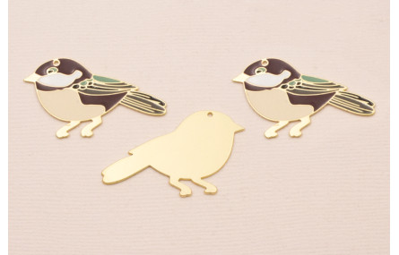 Pieza Pieza Pájaro Plano 40*25 Oro Mate y Esmalte