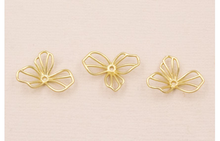 Cuenta Flor alambre 3 Pétalos 17*12mm Dorado Mate