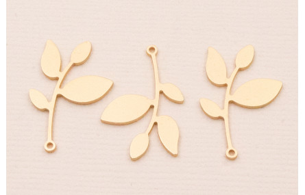 Colgante hojas 22*15mm Dorado Mate