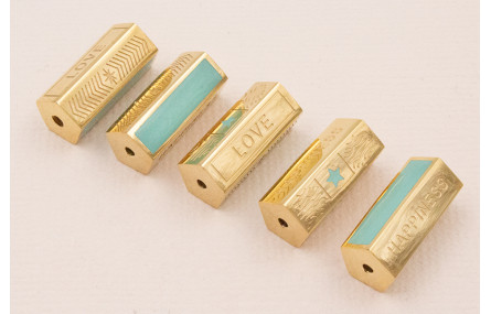 Tubo hexagonal Acero Inox 316L 16*7 Turquesa y Oro