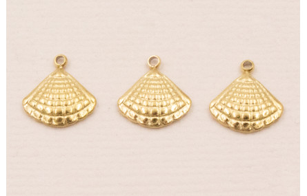 Cuenta Concha Acero Inox 316L. 10*10mm Baño Oro