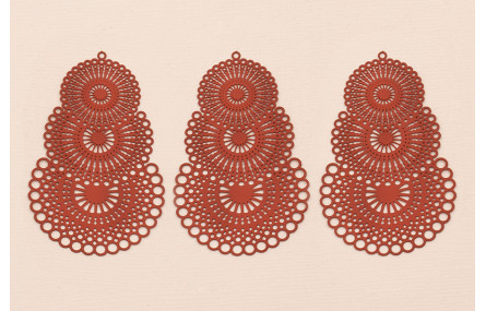 Colgante 3 discos labrados lámina 55*35mm  Teja