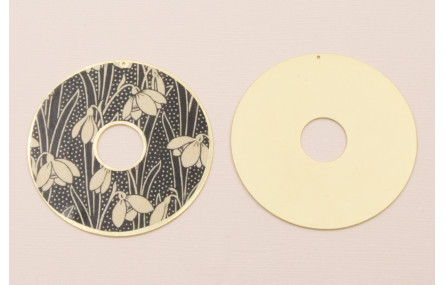 Disco 60mm  Oro Mate Flores Blanco y Negro