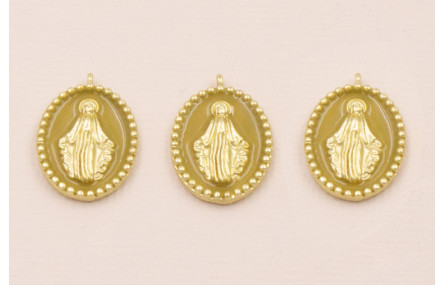 Colgante Ovalo Virgen cazoleta esmalte Pistacho