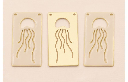 Rectangulo Calado Medusa 30*15mm Beige