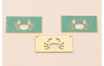 Rectangulo Calado Cangrejo 30*15mm Turquesa