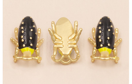 Colgante Escarabajo 15*10mm Negro, Lima y Beige