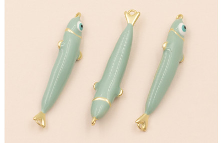 Entrepieza Pez esmaltado 32*5mm Verde Turquesa