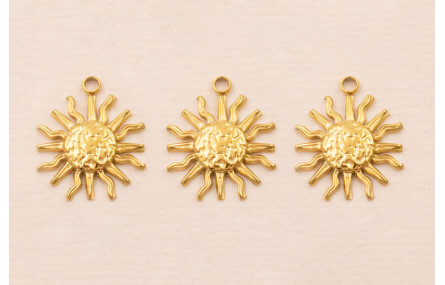 Colgante Sol Acero  Inox 316L 12*12mm Oro