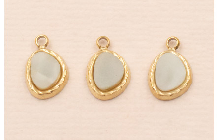 Colgante Acero Inox. 316L 9*5mm  Piedra Turquesa