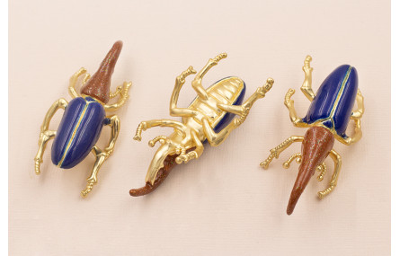 Escarabajo 65*27 Oro Mate Azul y Marrón